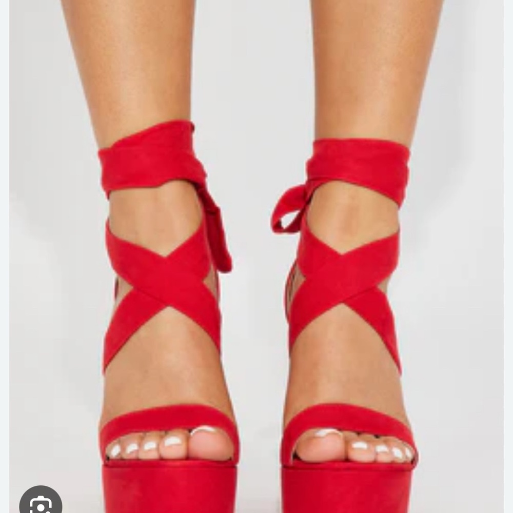 Women's Red Strappy Heels